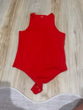 Express Red Sleeveless Snap Bodysuit